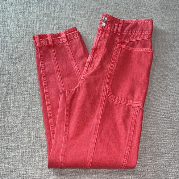 NWT Isabel Marant Étoile Tess High Rise Red Denim Jeans Sz 34 US 2 - Picture 10 of 11